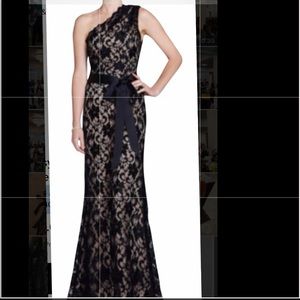 Black One Shoulder Lace Formal  Dress